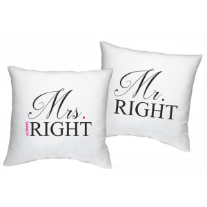 Miękki zestaw poduszek dla par 40×40 cm 100 % poliester mr i mrs – romantyczna dekoracja na co dzień