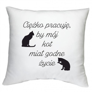 Poduszka z nadrukiem ciężko pracuję