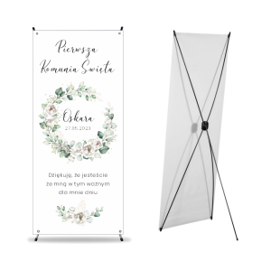 X-banner pierwsza komunia święta 60×160 cm wianek compact – elegancka dekoracja uroczystości