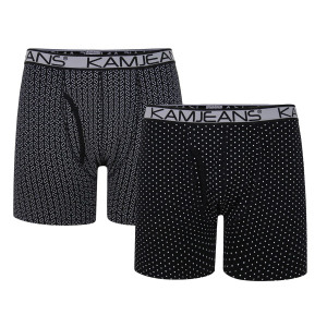 Duża bielizna męska bokserki wzorzyste Kam KBS 810 2 sztuki czarne (3XL) | 3XL