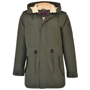 Duża męska kurtka zimowa ocieplana parka z kapturem Kam KV112 khaki (4XL) | 4XL