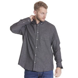Duża koszula męska w drobny melanżowy wzór długi rękaw North 56°4 33143-0580 ciemnoszara (5XL) | 5XL