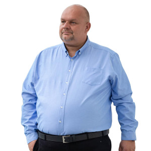 Duża koszula męska z długim rękawem gładka Duke D555 Richard błękitna (8XL) | 8XL