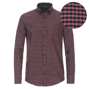 Duża męska koszula w kratę długi rękaw Casa Moda 434110700-400 bordowa (6XL) | 6XL