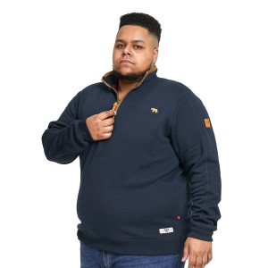 Duża męska bluza na krótki zamek ze stójką Duke D555 Donald granatowa (8XL) | 8XL