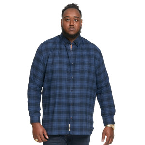 Duża męska flanelowa koszula w kratę z długim rękawem Duke D555 Bruce niebieska (4XL) | 4XL