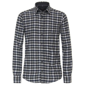 Duża męska koszula w kratę długi rękaw Casa Moda 434163700-300 szaro-granatowa  (6XL) | 6XL
