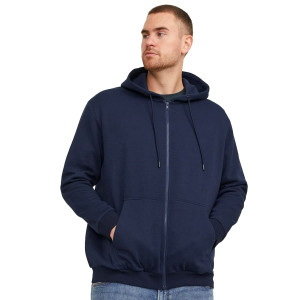 Duża męska bluza rozpinana z kapturem gładka Jack & Jones 12250596 granatowa (4XL) | 4XL
