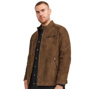 Duża męska kurtka zamszowa lekka Jack & Jones 12172908 brązowa (6XL) | 6XL