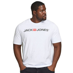Duża męska koszulka z napisami t-shirt Jack & Jones 12184987 biały (7XL) | 7XL