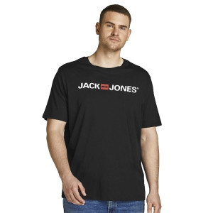 Duża męska koszulka z napisami t-shirt Jack & Jones 12184987 czarny (8XL) | 8XL