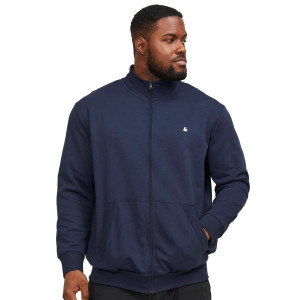 Duża męska bluza rozpinana ze stójką gładka Jack & Jones 12253745 granatowa (8XL) | 8XL