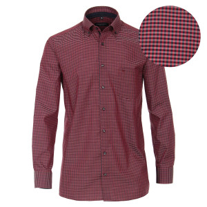Duża męska koszula w kratę długi rękaw Casa Moda 313650300-400 bordowa (48R) | 48R