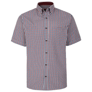 Duża męska koszula w drobną krateczkę z krótkim rękawem Kam 6287 bordowo-granatowa (2XL) | 2XL