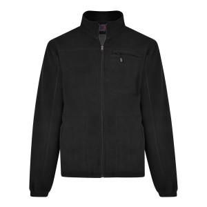 Duża gruba polarowa bluza męska z kieszeniami na stójce Kam KV100 czarna (6XL) | 6XL