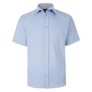 Duża koszula męska w delikatne paski z krótkim rękawem Kam 6283 błękitna (7XL) | 7XL
