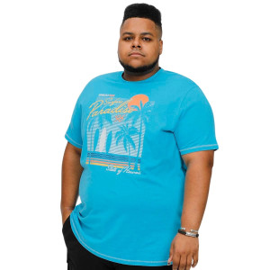 Duża męska koszulka z wakacyjnym nadrukiem t-shirt Duke D555 Aaron turkusowy (4XL) | 4XL