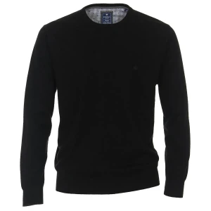 Duży męski sweter gładki wkładany przez głowę Redmond 500-90 czarny (5XL) | 5XL