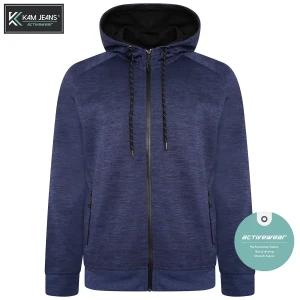 Duża męska gładka bluza sportowa z kapturem Kam AP008 ciemnoniebieska (2XL) | 2XL