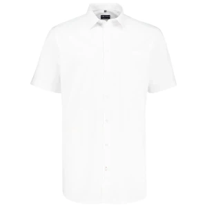 Duża koszula męska gładka z krótkim rękawem Adamo 179401-100 biała (4XL) | 4XL