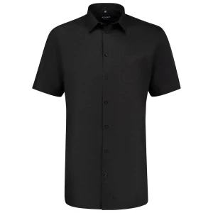 Duża koszula męska gładka z krótkim rękawem Adamo 179401-700 czarna (10XL) | 10XL