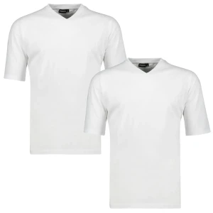 Duża męska koszulka gładki t-shirt w 2 paku Adamo 129421-100 biały (7XL) | 7XL