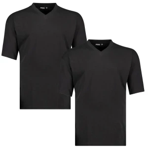 Duża męska koszulka gładki t-shirt w 2 paku Adamo 129421-700 czarny (7XL) | 7XL