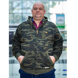 Bluza męska dla wysokiego mężczyzny (TALL) na zamek z kapturem moro Duke D555 Regent khaki (2XLT) | 2XLT