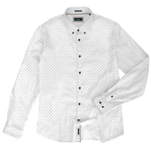 Duża męska koszula długi rękaw wzorzysta Double Urban Outfitters GS-504 biała (4XL) | 4XL