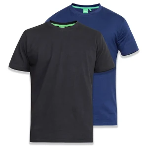 Duża gładka koszulka męska t-shirt 2 sztuki Duke D555 Fenton czarny-granatowy (2XL) | 2XL