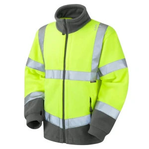 Duża męska bluza rozpinana robocza odblaskowa polar Leo Hartland żółta (4XL) | 4XL