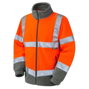 Duża męska bluza rozpinana robocza odblaskowa polar Leo Hartland pomarańczowa (4XL) | 4XL