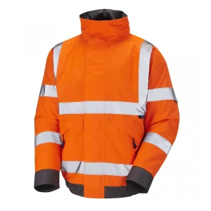 Duża męska kurtka robocza z kapturem i odblaskami Leo Chivenor pomarańczowa (6XL) | 6XL