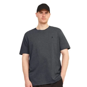 Duża męska koszulka z krótkim rękawem t-shirt gładki Jack & Jones 12253778 ciemnoszary (6XL) | 6XL