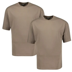 Duża gładka koszulka męska t-shirt Adamo 129420-441 2 pak khaki (7XL) | 7XL