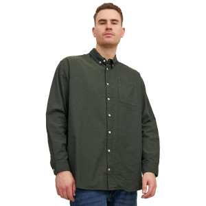 Duża koszula męska z długim rękawem gładka Jack & Jones 12190444 khaki (8XL) | 8XL