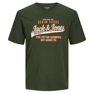 Duża męska koszulka z nadrukiem t-shirt Jack & Jones 12258870 ciemnozielony (7XL) | 7XL
