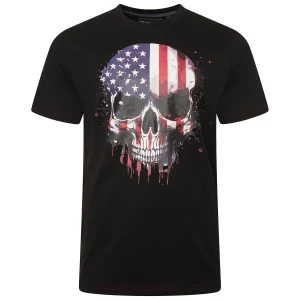 Duża męska koszulka t-shirt z nadrukiem czaszki Kam 5756 czarny (2XL) | 2XL