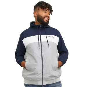 Duża męska kurtka przejściowa z kapturem Jack & Jones 12243517 grantowo-szara (4XL) | 4XL