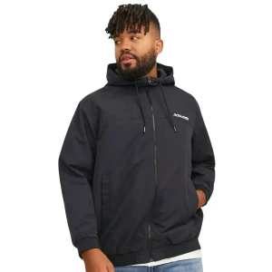 Duża męska kurtka przejściowa z kapturem Jack & Jones 12243517 czarna (6XL) | 6XL
