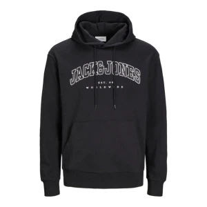 Duża męska bluza kangurka wkładana przez głowę z kapturem Jack & Jones 12258867 czarna (7XL) | 7XL