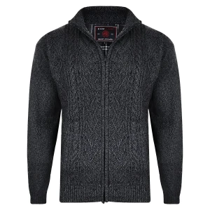 Duży męski sweter na zamek ze stójką Kam 77 ciemnoszary (6XL) | 6XL