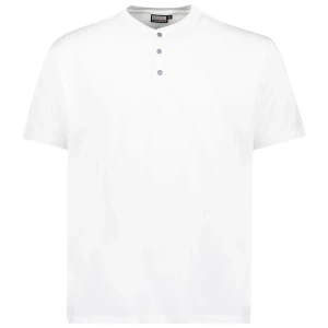 Duża męska koszulka z guzikami gładka Adamo 139011-100 biała (7XL) | 7XL