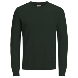Duży męski sweter gładki wkładany przez głowę Jack & Jones 12250588 ciemnozielony (5XL) | 5XL