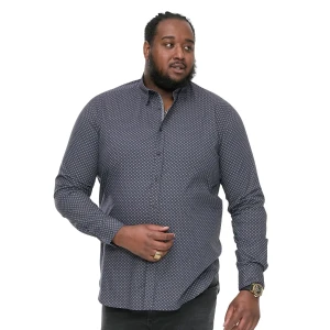 Duża męska wzorzysta koszula z długim rękawem Duke D555 Keaton ciemnoszara (5XL) | 5XL