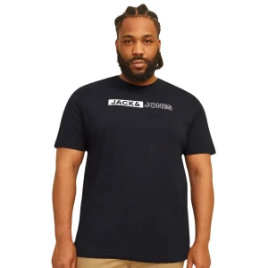 Duża męska koszulka z napisami t-shirt Jack & Jones 12243630 czarny (4XL) | 4XL