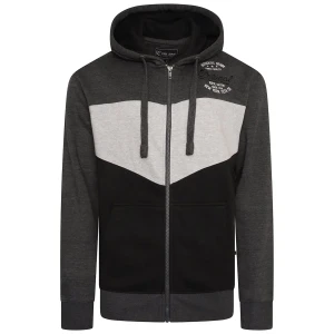 Duża męska bluza rozpinana z kapturem trzykolorowa  Kam 7070 szaro-czarna (5XL) | 5XL