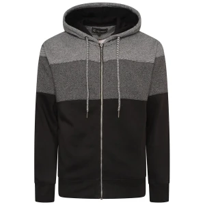 Duża męska bluza rozpinana z kapturem trzykolorowa  Kam 7071 czarno-szara (7XL) | 7XL