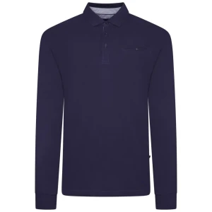 Duża męska koszulka polo na guziki długi rękaw Kam 5508 granatowa (7XL) | 7XL