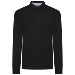 Duża męska koszulka polo na guziki długi rękaw Kam 5508 czarna (7XL) | 7XL